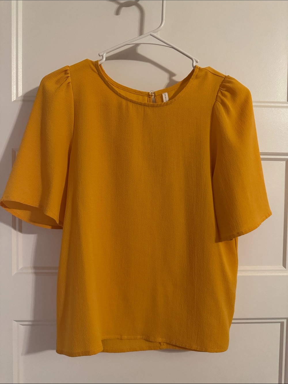 Grayson Threads Mustard Yellow Short Flutter Sleeve Blouse